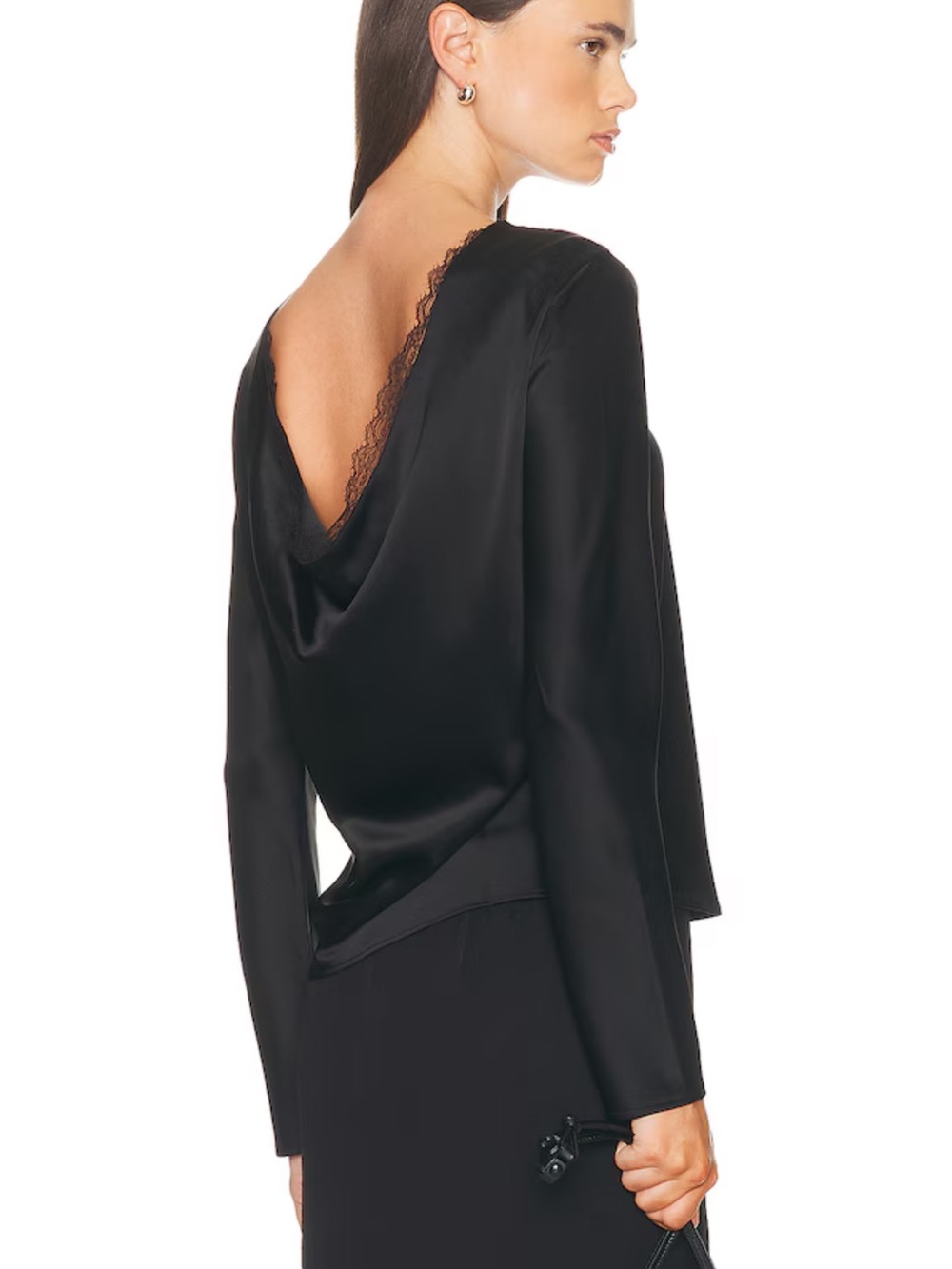 Leset Barb lace trimmed low back top in black NWT